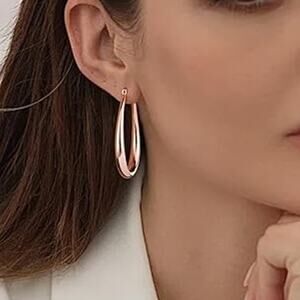 Rose Gold Chunky Oval  Hoop 40mm Earrings for Women